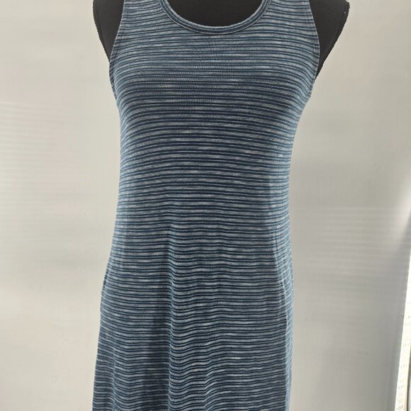 Madewell Blue White Striped Midi Scooped Neck Fitted Jersey Dress Small - Picture 1 of 8